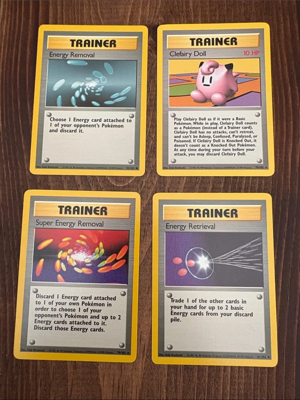 (4) Pokémon Trainer Energy Card Lot 1999 Collection